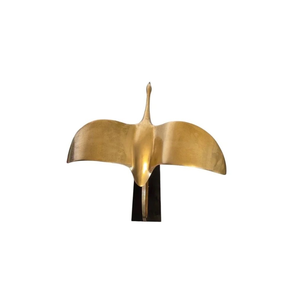 Vintage MCM Solid Brass Bird Flying‎ Figurine 12.5